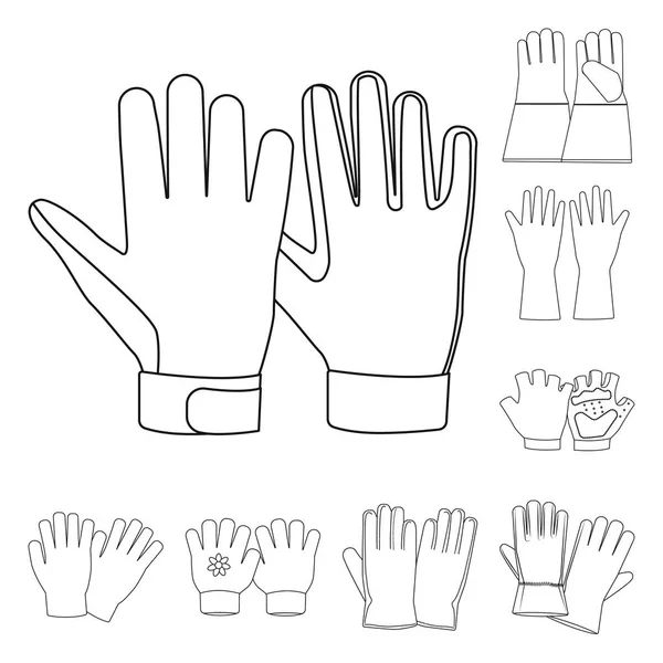 Vektor-Design von Handschuh und Winterschild. Handschuhset und Ausrüstungslager Symbol für Web. — Stockvektor