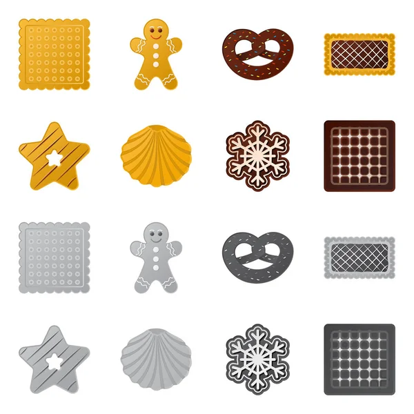 Векторная иллюстрация печенья и иконки выпечки. Коллекция печенья и шоколада символ запасов для паутины . — стоковый вектор