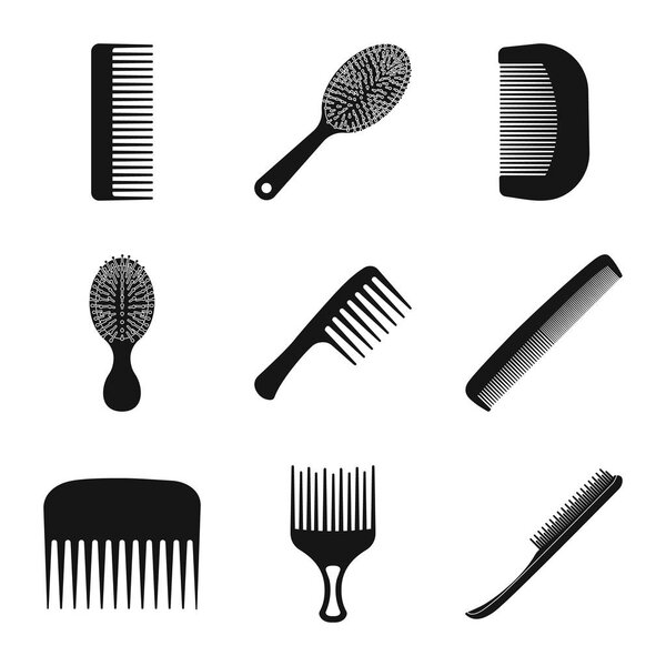 Vector design of brush and hair logo. Collection of brush and hairbrush stock symbol for web.