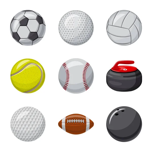 Isolierte Objekt des Sports und Ballzeichen. Set von Sport und athletischen Aktienvektoren Illustration. — Stockvektor