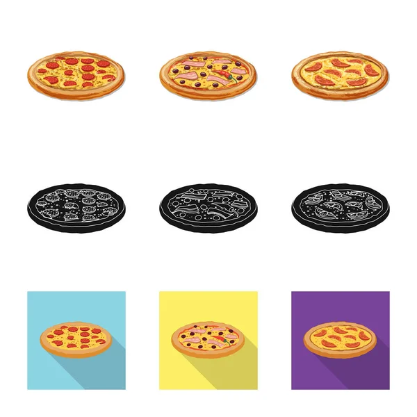 Design vetorial de pizza e logotipo da comida. Conjunto de pizza e itália ilustração vetor estoque . — Vetor de Stock