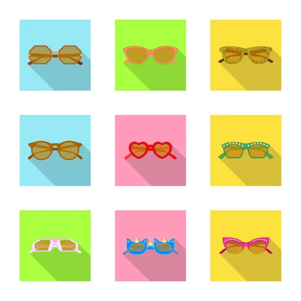 Vektorillustration av glasögon och solglasögon-ikonen. Uppsättning av glasögon och tillbehör vector ikon för lager. — Stock vektor