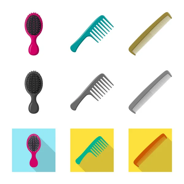 Objeto isolado de pincel e símbolo de cabelo. Coleção de escova e escova de cabelo símbolo de estoque para web . —  Vetores de Stock