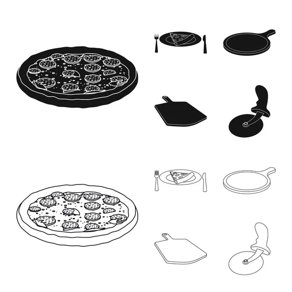 Ilustração vetorial de pizza e símbolo de comida. Conjunto de pizza e itália ilustração vetor estoque . —  Vetores de Stock