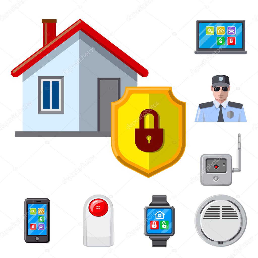 Vector illustration of office and house logo. Collection of office and system stock symbol for web.