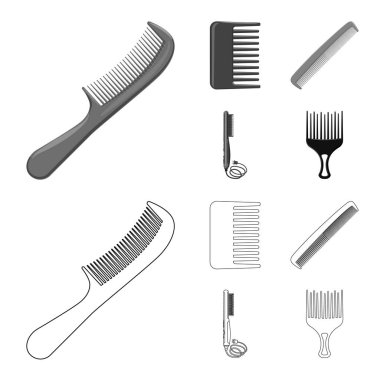 Fırça ve saç işareti yalıtılmış nesne. Web için fırça ve saç fırçası hisse senedi simgesi kümesi.