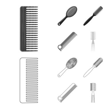 Fırça ve saç sembolü yalıtılmış nesne. Hisse senedi için fırça ve saç fırçası vektör simge kümesi.