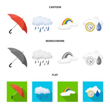 Hava ve İklim simge vektör tasarımı. Web için hava ve bulut hisse senedi simgesi kümesi.