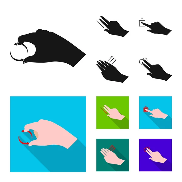 Objeto aislado de pantalla táctil e icono de mano. Conjunto de pantalla táctil e icono de vector táctil para stock . — Vector de stock