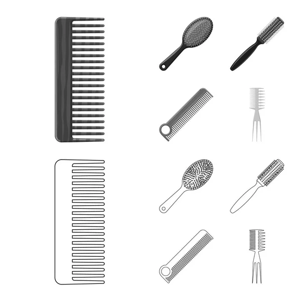 Objeto aislado de pincel y símbolo de cabello. Conjunto de cepillo y cepillo vector icono para stock . — Archivo Imágenes Vectoriales