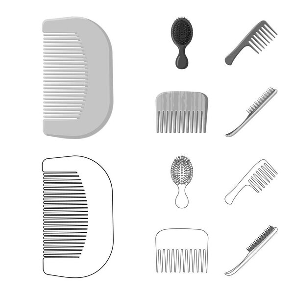 Vector design of brush and hair logo. Set of brush and hairbrush vector icon for stock.