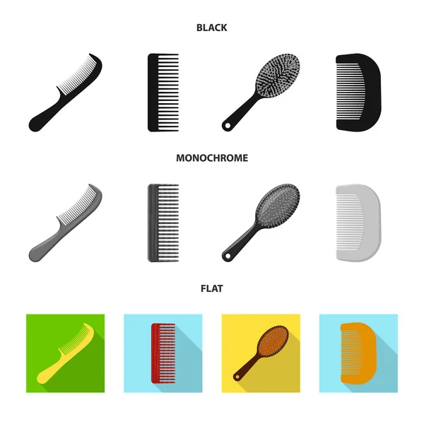 Objeto isolado de pincel e símbolo de cabelo. Coleção de escova e escova de cabelo estoque ilustração vetorial . —  Vetores de Stock