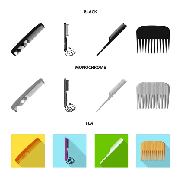 Isolé Objet Brosse Logo Cheveux Collection Brosses Brosses Cheveux Illustration — Image vectorielle