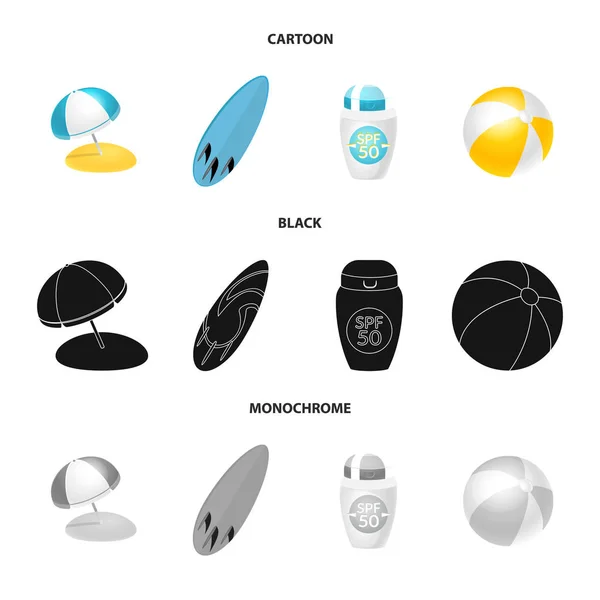 Isolated object of equipment and swimming symbol. Set of equipment and activity vector icon for stock. — Stock Vector