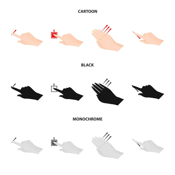 Ilustração vetorial de tela sensível ao toque e ícone de mão. Conjunto de tela sensível ao toque e ícone de vetor de toque para estoque . — Vetor de Stock