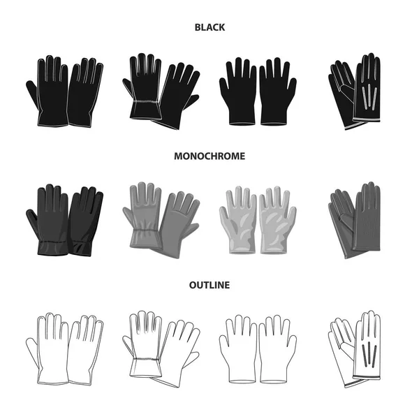 Vektor-Design von Handschuhen und Winterlogo. Set von Handschuhen und Ausrüstung Vektor-Symbol für Lager. — Stockvektor