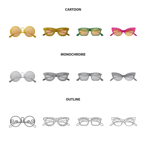 Ilustração Vetorial Óculos Óculos Sol Sinal Conjunto Óculos Símbolo Estoque — Vetor de Stock