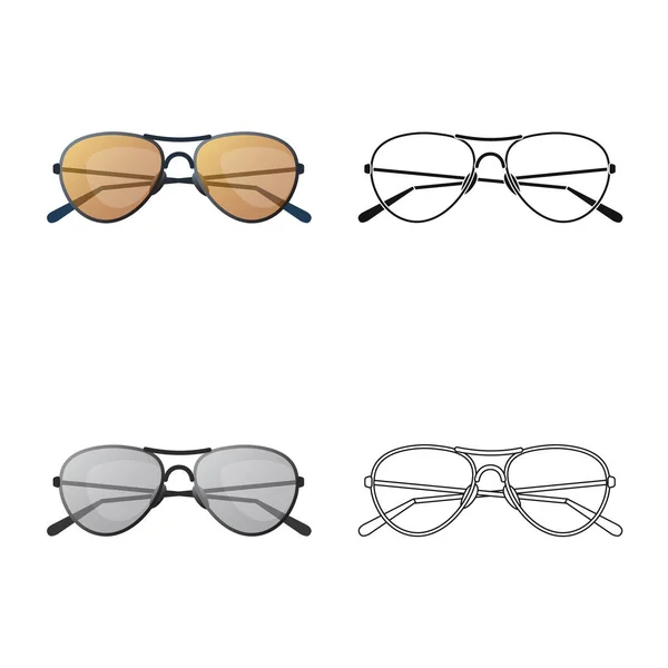 Isolerade objekt av glasögon och solglasögon-logotypen. Insamling av glasögon och tillbehör lager vektorillustration. — Stock vektor