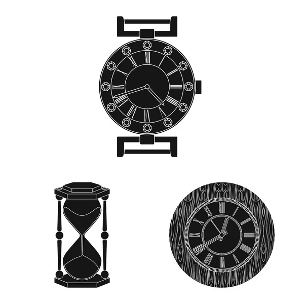 Objeto aislado del reloj y el icono de la hora. Conjunto de reloj y círculo icono de vector para la acción . — Archivo Imágenes Vectoriales