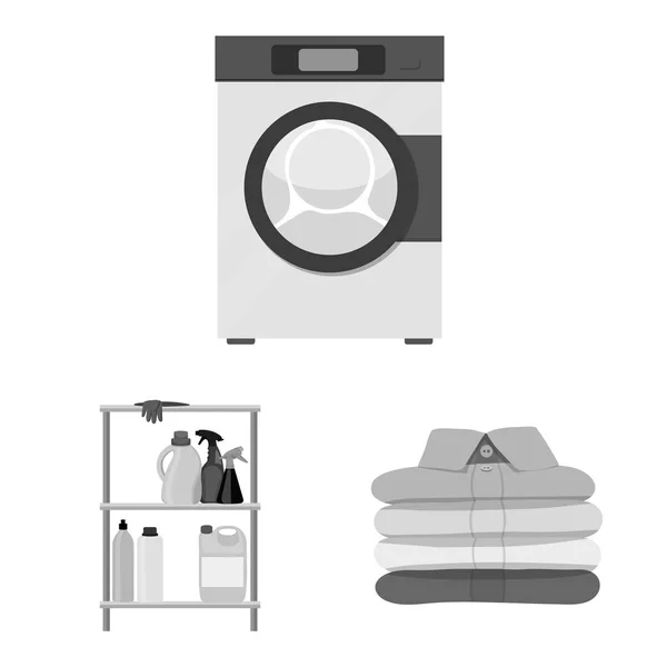 Objet isolé de blanchisserie et icône propre. Ensemble d'illustration vectorielle de stock de linge et de vêtements . — Image vectorielle