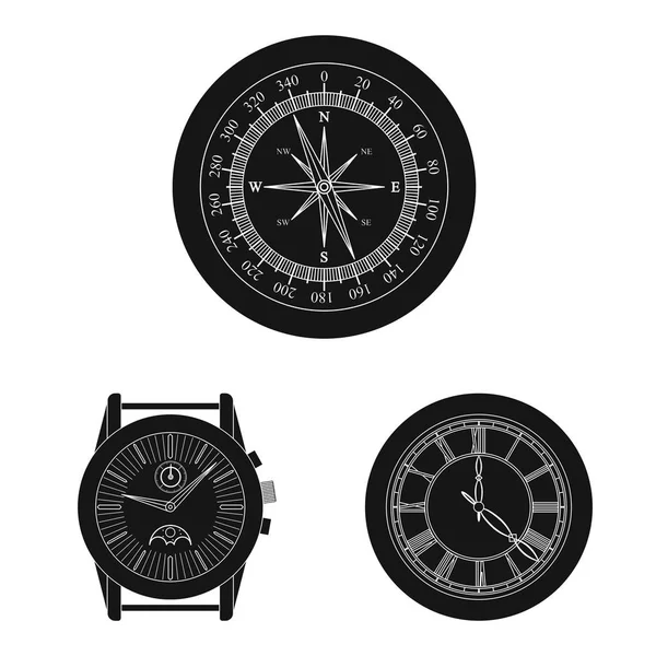 Vektor-Design von Uhr und Zeitzeichen. Sammlung von Uhr und Kreis Aktiensymbol für Web. — Stockvektor