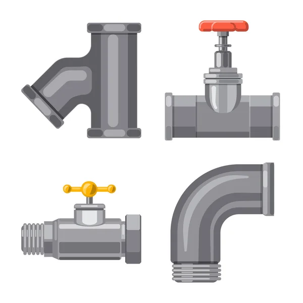 Vektor-Design von Rohr und Rohrschild. Sammlung von Abbildungen von Rohrleitungs- und Pipeline-Bestandsvektoren. — Stockvektor