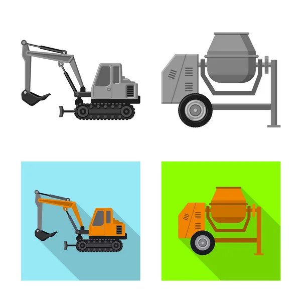 Oggetto isolato di costruzione e logo di costruzione. Set di icone vettoriali di costruzione e macchinari per magazzino . — Vettoriale Stock