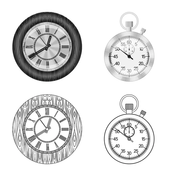 Illustration vectorielle de l'horloge et du signe horaire. Ensemble d'horloge et cercle illustration vectorielle de stock . — Image vectorielle