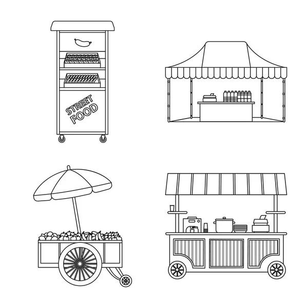 Vektor-Illustration des Marktes und des Außensymbols. Illustration von Markt- und Nahrungsmittelvorräten. — Stockvektor