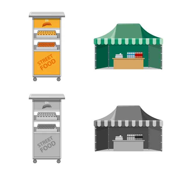 Vectorillustratie van markt en exterieur symbool. Collectie van markt en voedsel voorraad vectorillustratie. — Stockvector