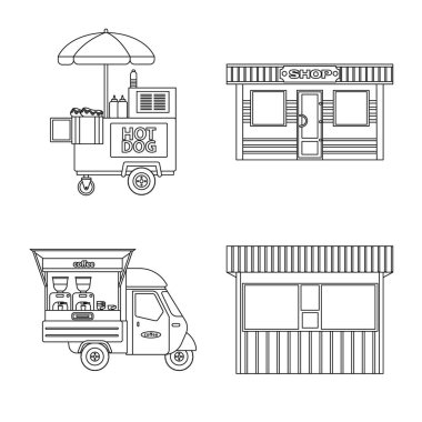 Piyasa ve dış işareti vektör tasarımı. Market ve gıda hisse senedi simgesi için web topluluğu.