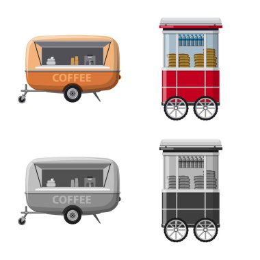 Piyasa ve dış logo yalıtılmış nesne. Market ve gıda hisse senedi vektör çizim seti.