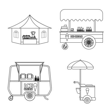 Piyasa ve dış işareti vektör çizimi. Market ve gıda hisse senedi simgesi web için kümesi.