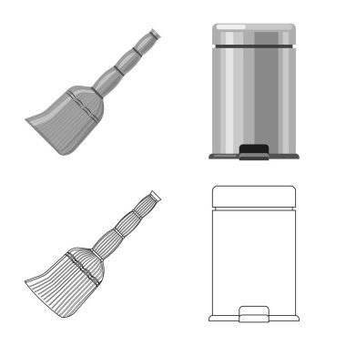 Temizlik ve servis logo yalıtılmış nesne. Temizlik ve ev hisse senedi simgesi için web topluluğu.