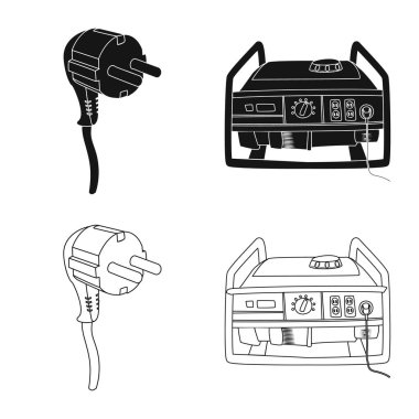 Elektrik ve elektrik logo vektör çizimi. Elektrik ve enerji hisse senedi simgesi web için set.