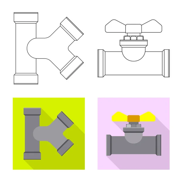 Terisolasi objek pipa dan tanda tabung. Kumpulan dari pipe dan pipeline simbol stok untuk web . - Stok Vektor
