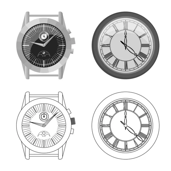 時計と時間のアイコンの孤立したオブジェクト。在庫の時計とサークルのベクトル アイコン集. — ストックベクタ