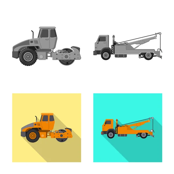 Oggetto isolato di costruzione e icona di costruzione. Raccolta di illustrazione vettoriale del parco macchine e delle costruzioni . — Vettoriale Stock