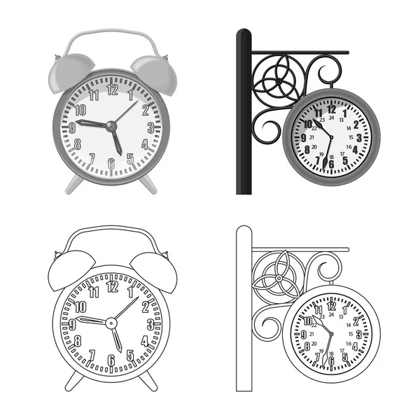 Saat ve saat simge vektör tasarımı. Hisse senedi için saat ve daire vektör simge kümesi. — Stok Vektör
