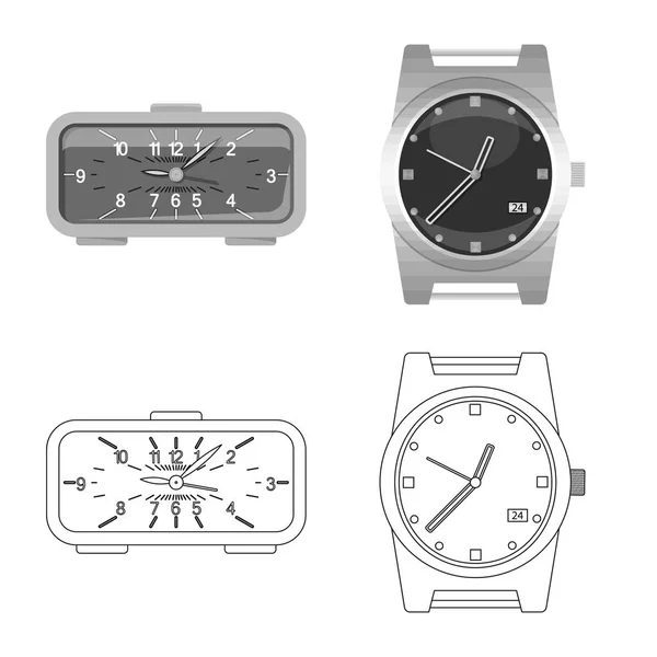 Projeto vetorial de relógio e sinal de tempo. Coleção de relógio e círculo símbolo de estoque para web . — Vetor de Stock