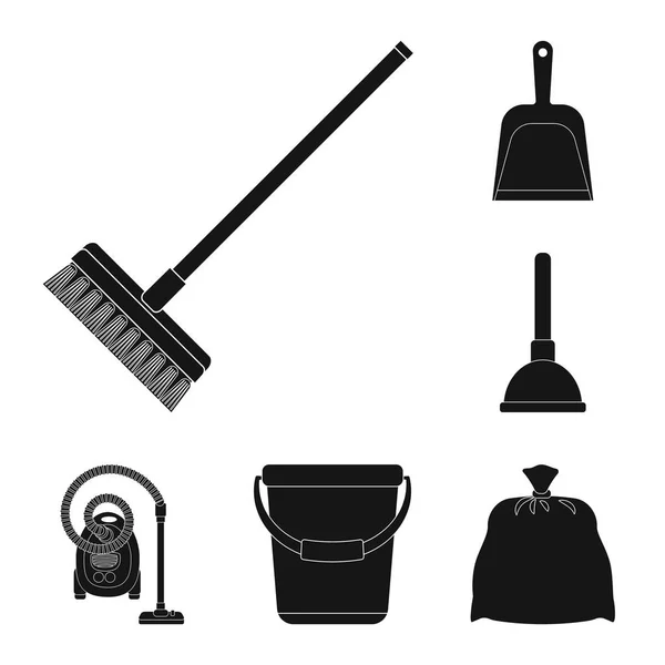 Diseño vectorial del logotipo de limpieza y servicio. Colección de limpieza e ilustración de vectores domésticos . — Vector de stock