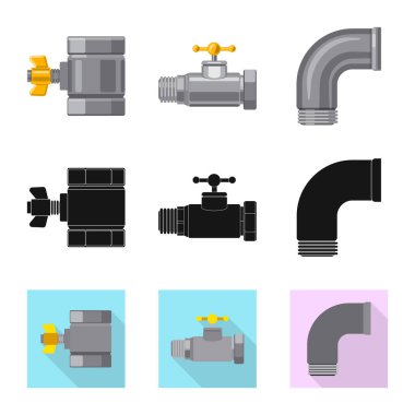 Boru ve tüp işareti tasarımını vektör. Boru ve boru hattı hisse senedi simgesi web için kümesi.