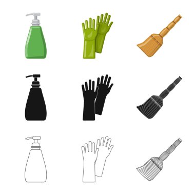 Temizlik ve servis simge vektör tasarımı. Temizlik ve ev hisse senedi vektör çizim seti.