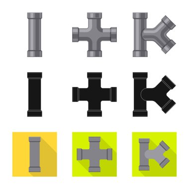 Boru ve tüp simge vektör tasarımı. Boru ve boru hattı hisse senedi vektör çizim seti.