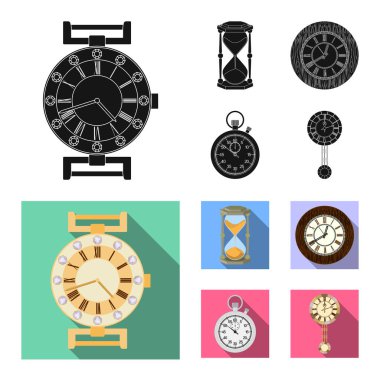Saat ve saat sembol yalıtılmış nesne. Web için saat ve daire hisse senedi simgesi kümesi.