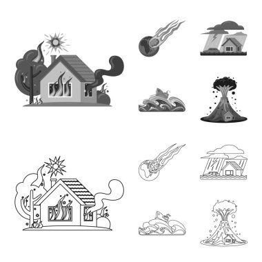 Doğal ve felaket simge vektör Illustration. Doğal topluluğu ve risk hisse senedi vektör çizim.