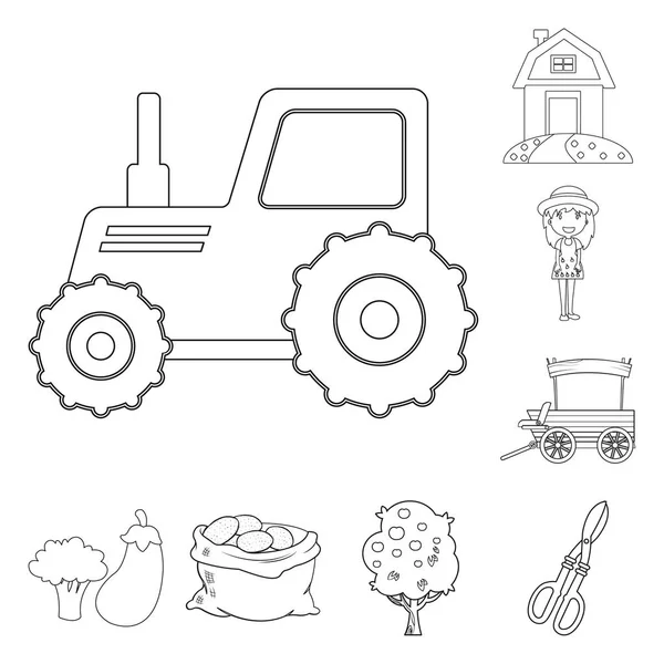 ファームと農業のアイコンの孤立したオブジェクト 農場と工場の株式ベクトル図のセット — ストックベクタ