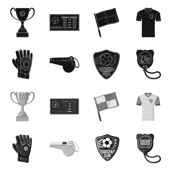 Vektoros illusztráció foci és a felszerelés szimbólum. Foci és a verseny tőzsdei szimbólum a web gyűjteménye. — Stock Vector