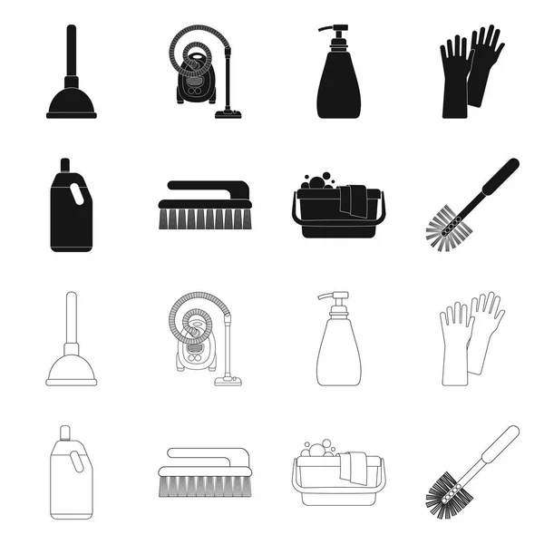 Objeto aislado de limpieza y símbolo de servicio. Conjunto de limpieza y vector doméstico icono para stock . — Vector de stock