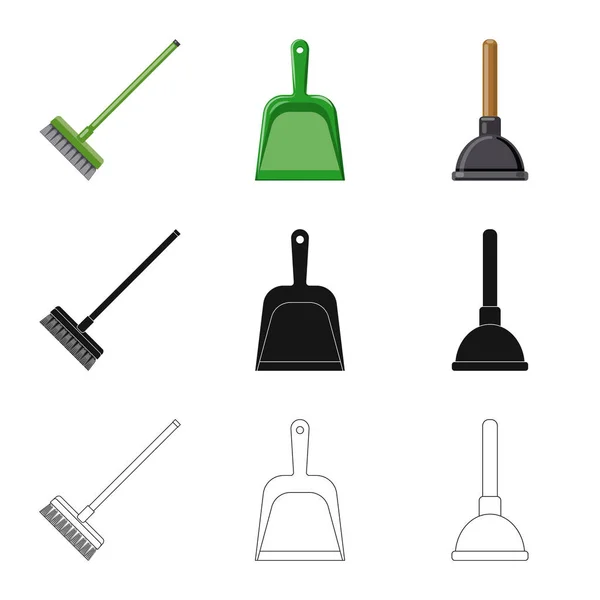Objeto aislado de limpieza y símbolo de servicio. Colección de limpieza y símbolo de stock doméstico para web . — Vector de stock